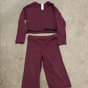 Burgundy Knit Sweater and Pants Set